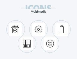 Multimedia-Line-Icon-Pack 5 Icon-Design. . . Multimedia. Warnung. Batterie vektor