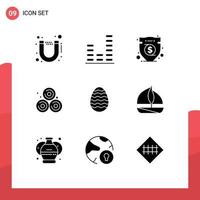 Stock Vector Icon Pack mit 9 Zeilen Zeichen und Symbolen für Ei Ostern Versicherung Dekoration Stroh editierbare Vektordesign-Elemente
