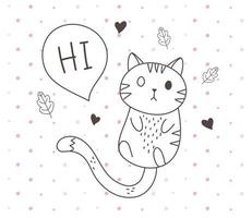 niedliche Tiere skizzieren Wildtierkarikatur entzückende kleine Katze hi Blase reizend vektor