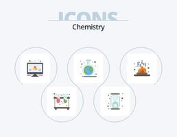 Chemie flach Icon Pack 5 Icon Design. chemisch. lernen. Prozess. grün. Wissenschaft vektor