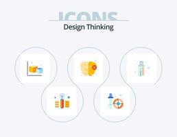 Design Thinking Flat Icon Pack 5 Icon-Design. USB. Kabel. Pfeil. Verstand. Gehirn vektor