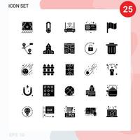 mobil gränssnitt fast glyf uppsättning av 25 piktogram av radiator fläkt säkerhet dator internet redigerbar vektor design element