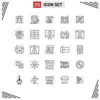 Line-Pack mit 25 universellen Symbolen für bearbeitbare Vektordesign-Elemente des Block-Web-Flow-Shop-Telefonbuchs vektor