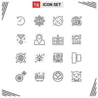 16 kreative Symbole, moderne Zeichen und Symbole für bearbeitbare Vektordesign-Elemente für den Feiertagsdruck, Cookie-Drucktag vektor