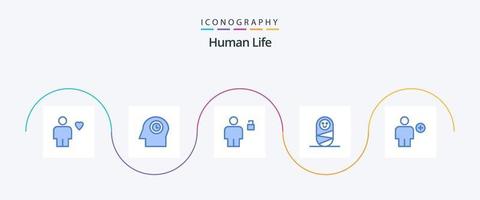 mänsklig blå 5 ikon packa Inklusive kropp. Lägg till. avatar. mänsklig. olåst vektor