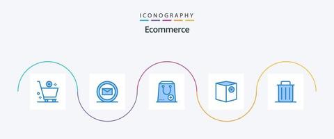 E-Commerce Blue 5 Icon Pack inklusive Versand. e. hinzufügen. Handel. Paket vektor