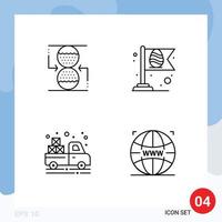 Stock Vector Icon Pack mit 4 Zeilenzeichen und Symbolen für Konzentrations-LKW-Sanduhr-Ei-Landwirtschaft editierbare Vektordesign-Elemente