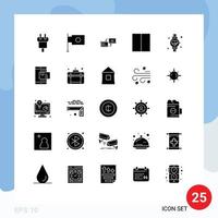 Stock Vector Icon Pack mit 25 Zeilenzeichen und Symbolen für Workspace Interface Exchange Grid Data editierbare Vektordesign-Elemente