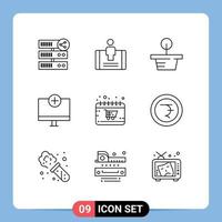 Stock-Vektor-Icon-Paket mit 9 Zeilenzeichen und Symbolen für Kalender-Gadgets soziale Geräte fügen bearbeitbare Vektordesign-Elemente hinzu vektor