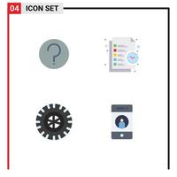 flaches Icon-Set für mobile Schnittstellen mit 4 Piktogrammen grundlegender editierbarer Vektordesign-Elemente für das Rad zur Verwaltung von Fahrzeugmarken vektor