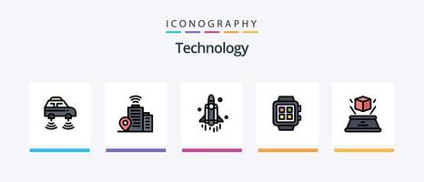 Technologielinie gefüllt 5 Icon Pack inklusive Technologie. Mann. schlau. Einzeigeruhr. Technologie. kreatives Symboldesign vektor