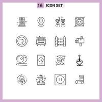 Stock Vector Icon Pack mit 16 Zeilenzeichen und Symbolen für Hardware-Kabel platzieren Mom Jewel editierbare Vektordesign-Elemente