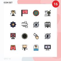 16 universelle, flache, farbgefüllte Linien für Web- und mobile Anwendungen ui Basic Engine Coconut Nature editierbare kreative Vektordesign-Elemente vektor