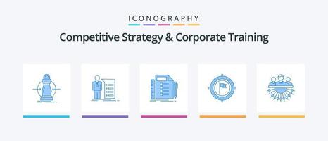 Wettbewerbsstrategie und Unternehmenstraining Blue 5 Icon Pack inklusive Frist. Ziel. Treffen. Aufgabe. planen. kreatives Symboldesign vektor