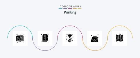 Glyph 5 Icon Pack inklusive Broschüre drucken. drucken. d Drucken. Papier. Werbung vektor