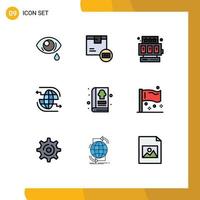 Stock Vector Icon Pack mit 9 Zeilen Zeichen und Symbolen für Buchkommunikation Shop Internet verbinden editierbare Vektordesign-Elemente