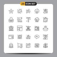 Aktienvektor-Icon-Paket mit 25 Linienzeichen und Symbolen für Finanzdiagramm-Vorwärtslichtdaten editierbare Vektordesign-Elemente vektor