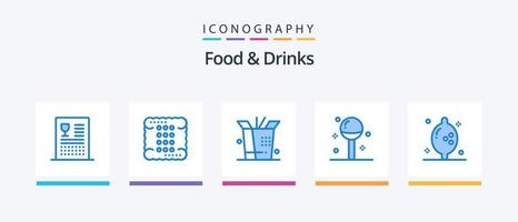 Essen und Getränke blau 5 Icon Pack inklusive Essen. Lutscher. Lebensmittel. Lebensmittel. Kochen. kreatives Symboldesign vektor