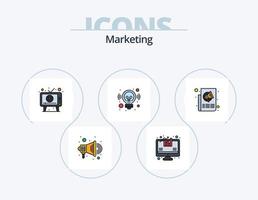 Marketing-Linie gefüllt Icon Pack 5 Icon-Design. Marketing. Datum. Mikrofon. Veranstaltung. Kalender vektor