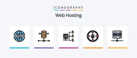 Webhosting-Linie gefüllt 5 Icon Pack inklusive Server. Center . Server. sicher. kreatives Symboldesign vektor