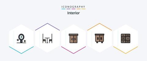 interiör 25 fylld linje ikon packa Inklusive . interiör. interiör vektor
