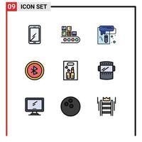 Stock Vector Icon Pack mit 9 Zeilen Zeichen und Symbolen für Lippenstift ui Produkt Bluetooth Roller editierbare Vektordesign-Elemente