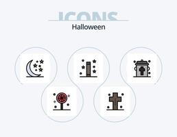 halloween linje fylld ikon packa 5 ikon design. Skräck. natt. högtider. ljus. ljus vektor