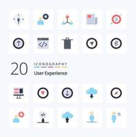 20 Benutzererfahrung Flat Color Icon Pack wie Plus-Navigations-Download-Karten-Download vektor