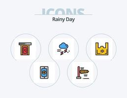 regnerische Linie gefüllt Icon Pack 5 Icon Design. Handy, Mobiltelefon. Wolke. Wetter. Mann. beständig vektor