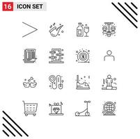 16 kreative Symbole moderne Zeichen und Symbole der Tabelle berechnen Bar Kleiderbügel lebende editierbare Vektordesign-Elemente vektor