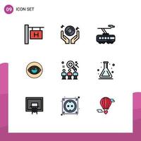 Aktienvektor-Icon-Pack mit 9 Zeilenzeichen und Symbolen für Ressourcen-Realität clevere Ansicht Vision editierbare Vektordesign-Elemente vektor