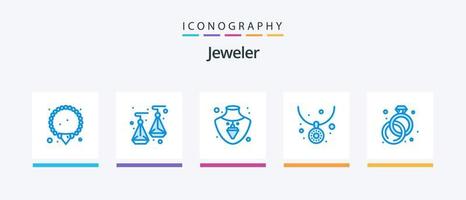 smycke blå 5 ikon packa Inklusive . ringa. guld. Smycken. halsband. kreativ ikoner design vektor