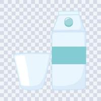 plast- eller glaskoppar flaskor mockups, mjölk eller juice låda och engångs kopp vektor