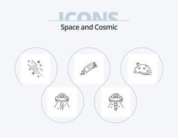 Plats linje ikon packa 5 ikon design. . Plats. universum. radar. satellit vektor