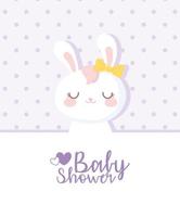 baby shower, vit kaninflicka, välkomna nyfödda firande kort vektor