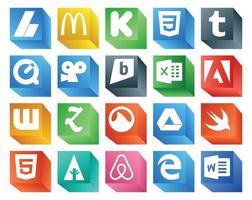 20 Social-Media-Icon-Pack, einschließlich Forrst Swift Brightkite Google Drive Zootool vektor
