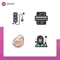 4 Benutzeroberfläche Filledline Flat Color Pack moderner Zeichen und Symbole der Elektronik Baby-Stromversorgung Abendessen schwangere editierbare Vektordesign-Elemente vektor