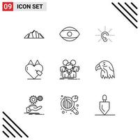 9 kreative Symbole, moderne Zeichen und Symbole des E-Commerce, E-Vision, E-Commerce, hören editierbare Vektordesign-Elemente vektor