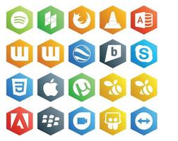 20 social media ikon packa Inklusive adobe utorrent wattpad äpple chatt vektor