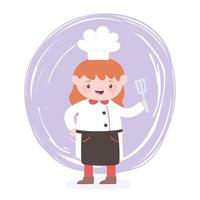 kvinnlig kock seriefigur med spatel köksredskap vektor