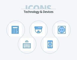Geräte blau Icon Pack 5 Icon Design. Steckdose. Überwachung. Telefon. Sicherheit. Nocken vektor