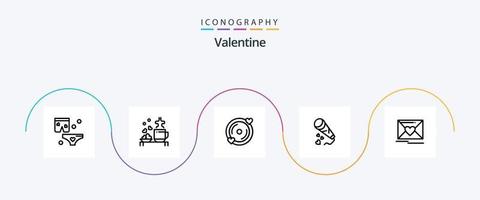 Valentine Line 5 Icon Pack inklusive Liebe. Valentinsgrüße. Tee. Valentinstag. liebend vektor