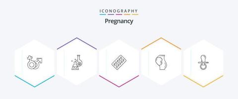 Schwangerschaft 25 Zeilen Icon Pack inklusive Baby. Schwangerschaft. Rohr. Paket. Drogen vektor