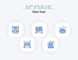 neues Jahr blau Icon Pack 5 Icon Design. Lebensmittelgeschäft. Party Zeit. Jahr. Neujahr. Gruppe vektor