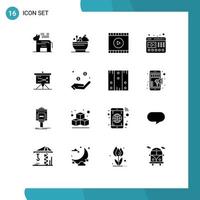 16 universell fast glyfer uppsättning för webb och mobil tillämpningar företag hemsida media webb spelare redigerbar vektor design element