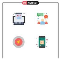 4 kreative Symbole moderne Zeichen und Symbole der Code-Navigation Web Meeting Mobile App editierbare Vektordesign-Elemente vektor