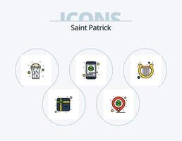 Saint Patrick Line gefüllt Icon Pack 5 Icon Design. Patrick. Kleeblatt. Heilige. Buchen. Festival vektor