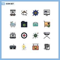 uppsättning av 16 modern ui ikoner symboler tecken för fel utveckla Smycken browser inställningar redigerbar kreativ vektor design element