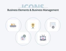 Geschäftselemente und Business Management Flat Icon Pack 5 Icon Design. Innovation. sich entwickeln. Plattform. Birne. Fabrik vektor