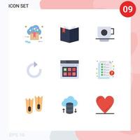 9 universell platt färger uppsättning för webb och mobil tillämpningar webb sida webb företag refresh pil redigerbar vektor design element